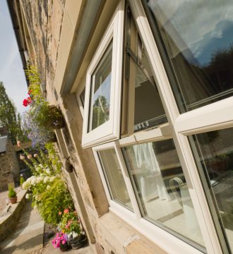 an open triple glazed window