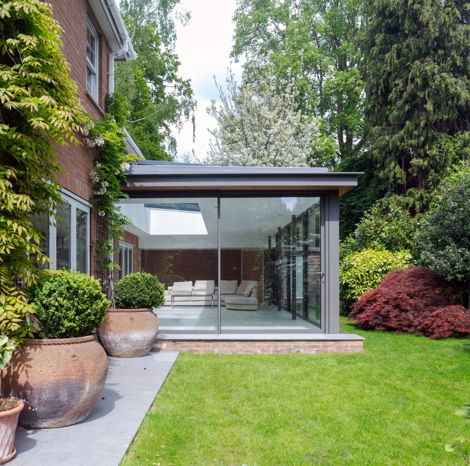 sliding patio doors seen from garden