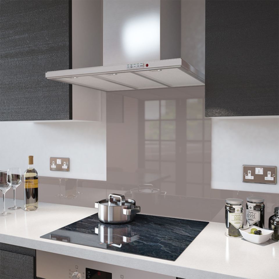 modern kitchen stovetop with mirror