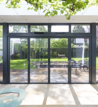 bi-fold doors in modern home with garden in view 