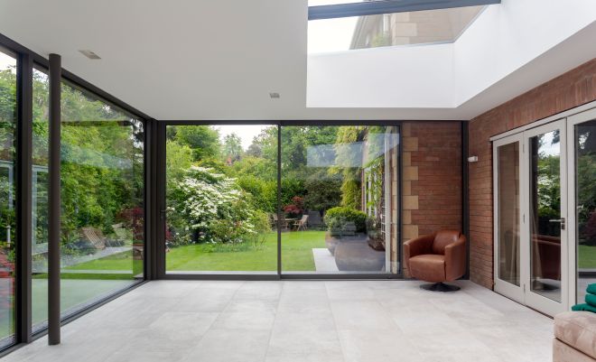 conservatory sliding patio doors with garden in view