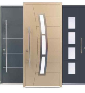 selection of different coloured aluminium doors