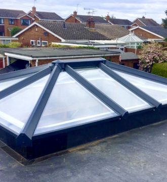 aerial view of skypod windows on the roof of a house