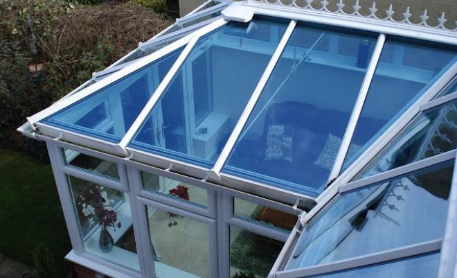 conservatory with blue self-cleaning glass installed