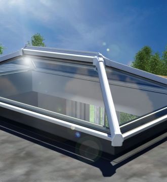 aerial shot of skypod windows on the roof of a house