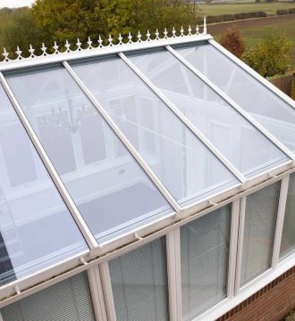 aerial view of conservatory with roof glass installed