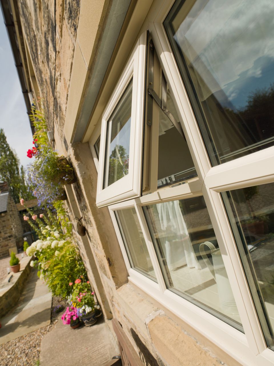 an open triple glazed window