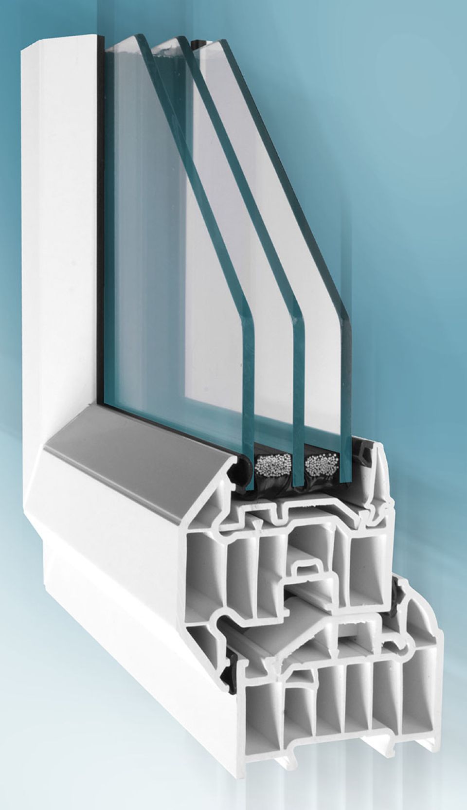 close up inside design of a triple glazed window