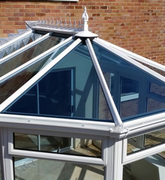 aerial view of conservatory with blue self-cleaning glass installed