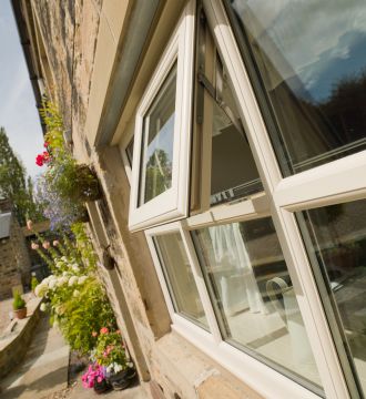 an open triple glazed window